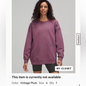 Lululemon perfectly oversized crew vintage plum size 4